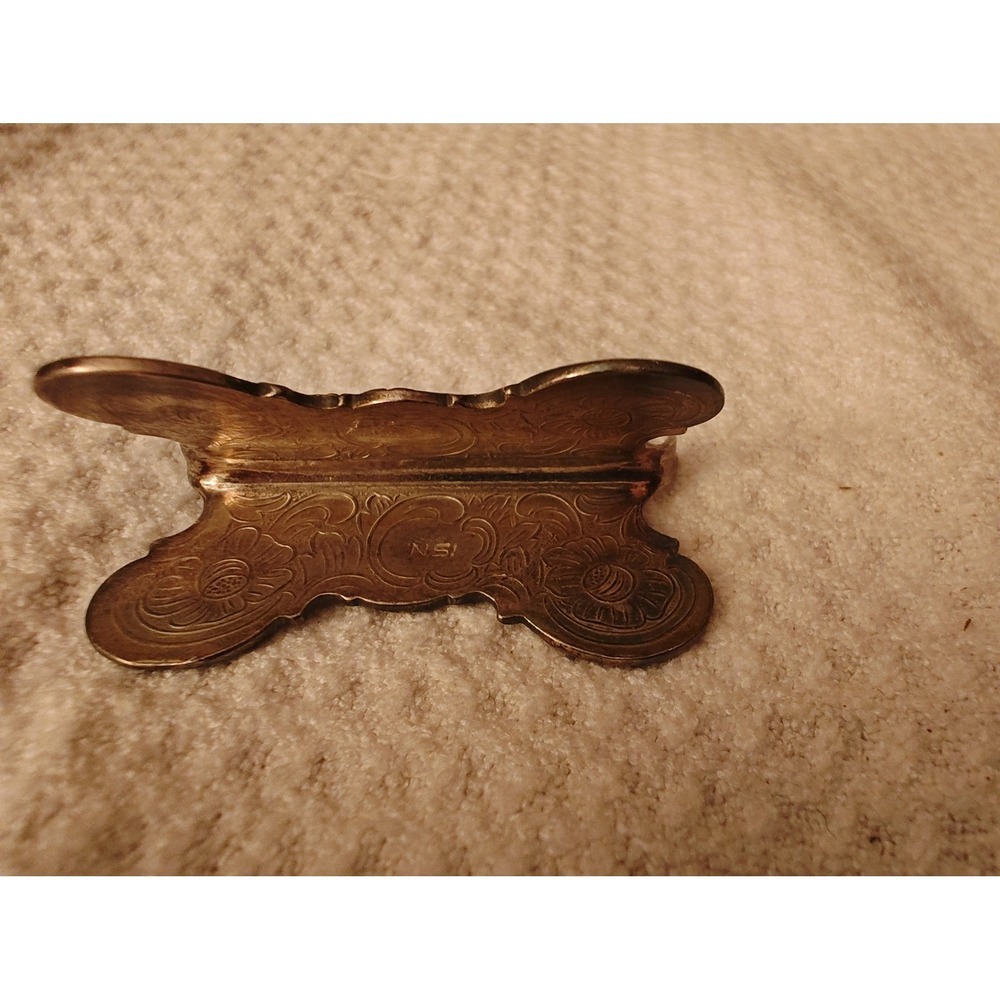 Vintage Knife Rest Silver Ornate Floral Repousse Victorian Style - Picture 4 of 4